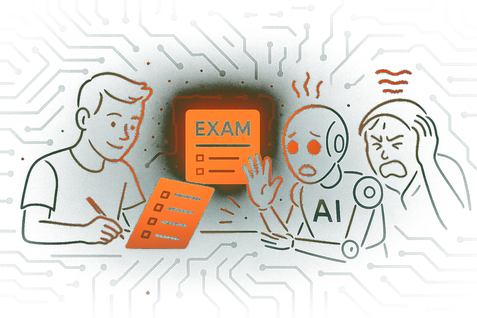 Illustration of a shield protecting an academic document from AI